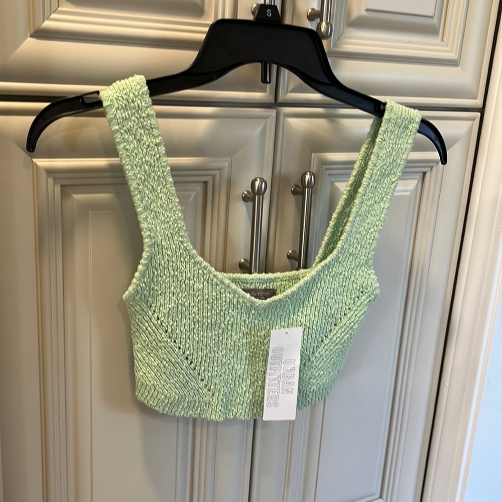 NWT Urban Outfitters Light green knit crop top